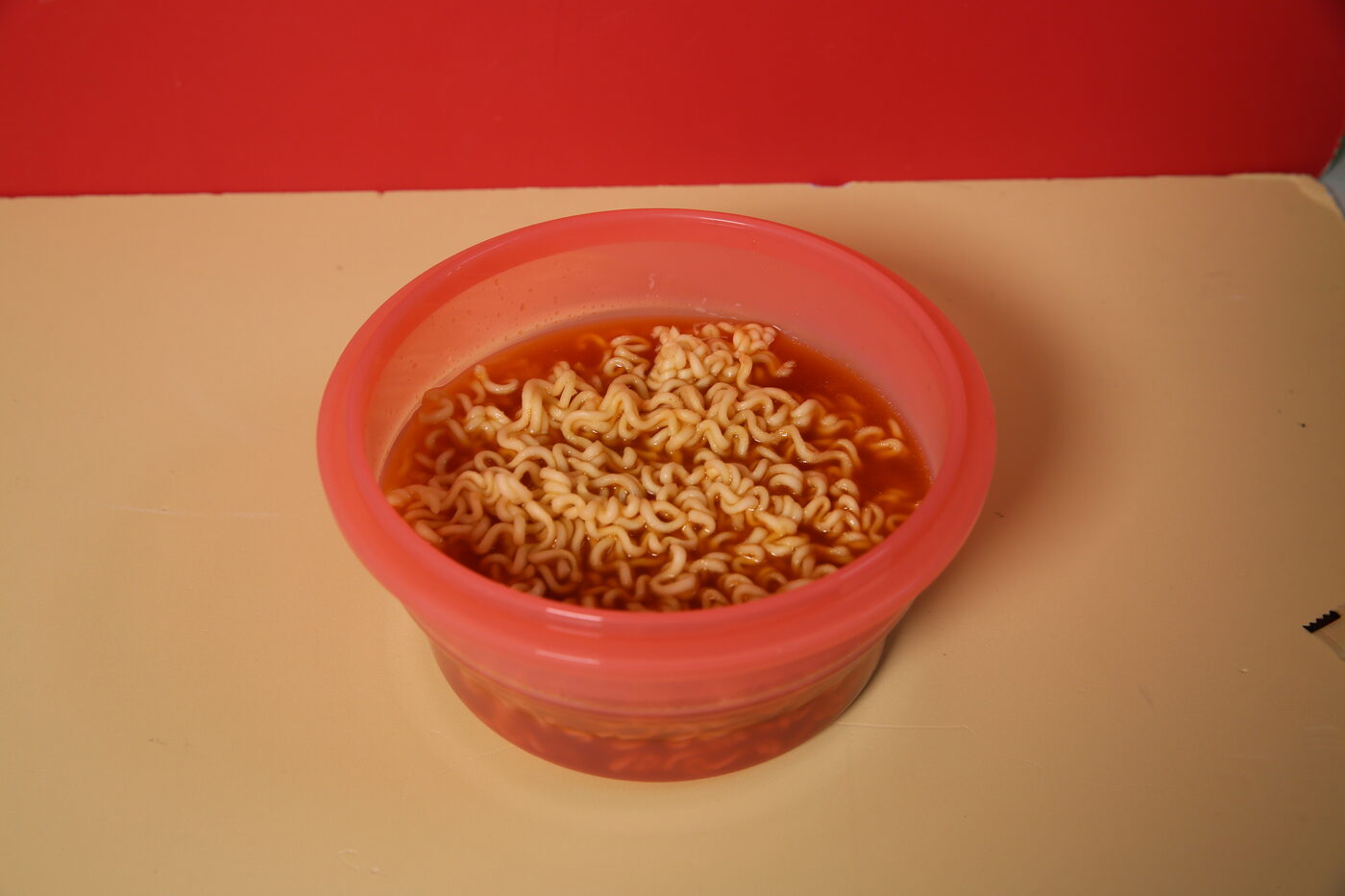 Ramen in a collapsible silicone bowl